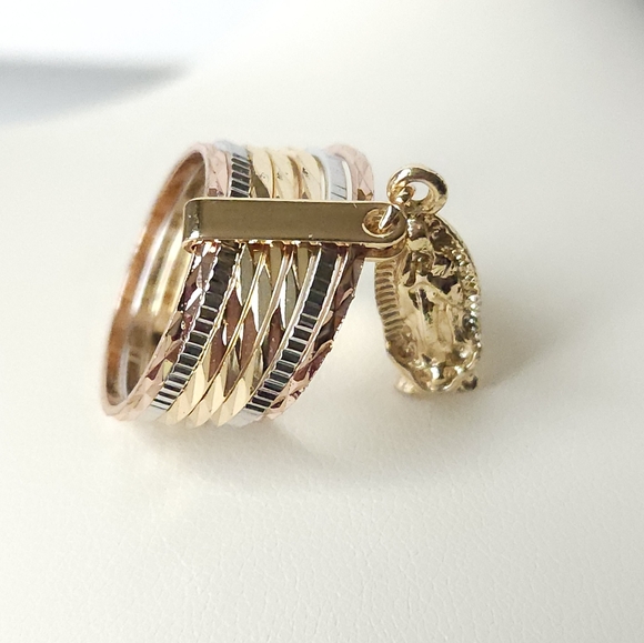 Ring set size 10 virgen de Guadalupe Gold plated - Picture 7 of 11